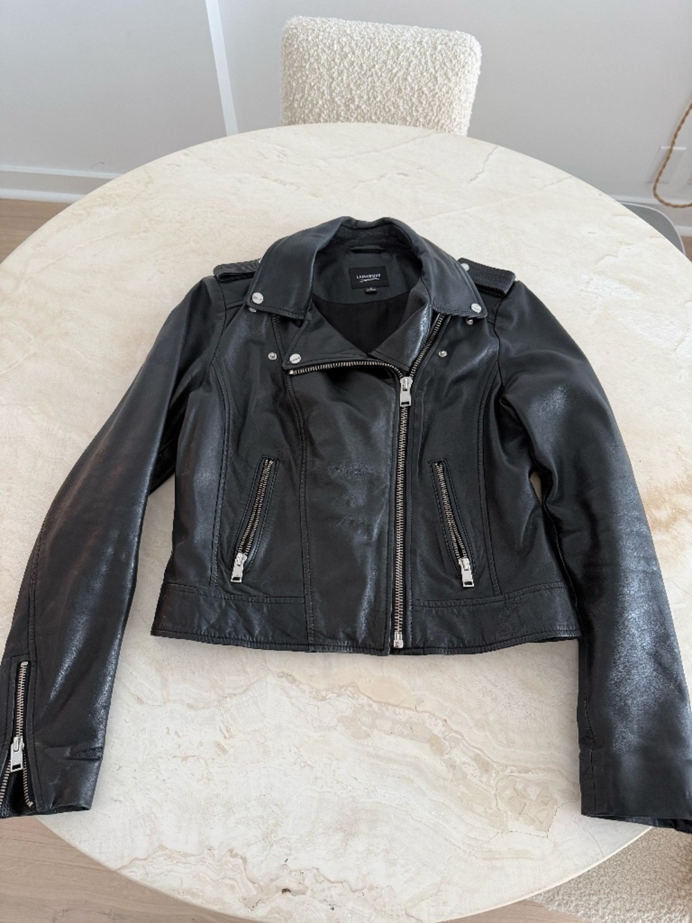 Lamarque Women's Donna Leather Biker Jacket Black S